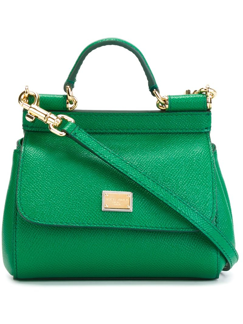 Dolce Gabbana Sicily Mini Leather Tote In Green Lyst | Hot Sex Picture