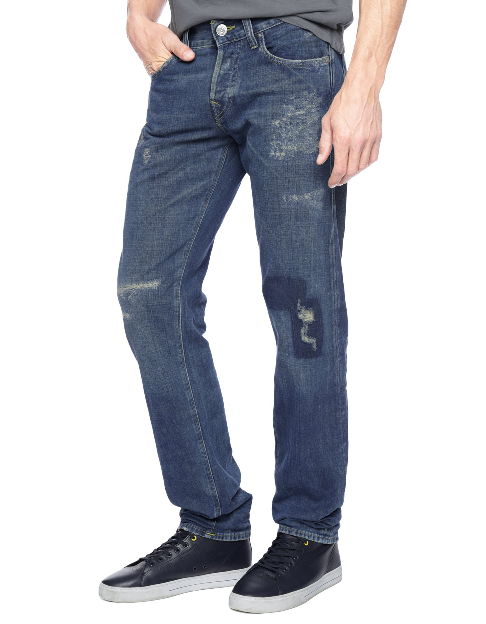 True religion European Geno Slim Patched Mens Jean in Blue for Men