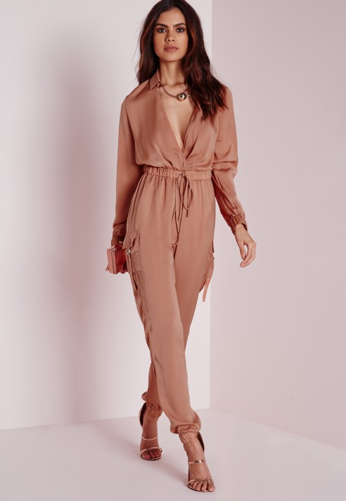 long sleeve jumpsuit pink