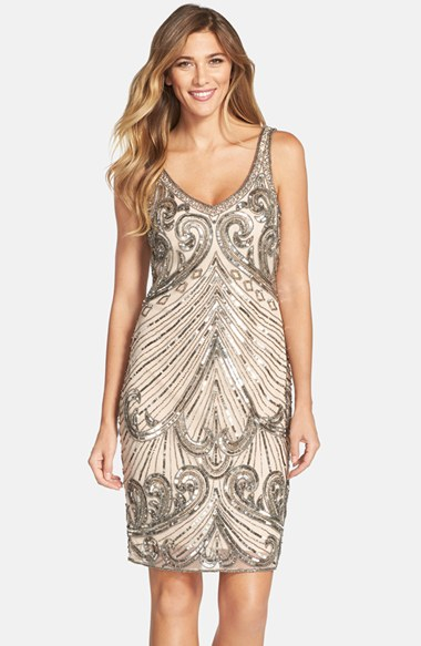 pisarro nights embellished mesh gown blush