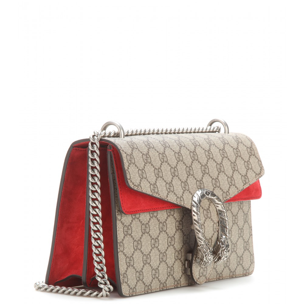 Gucci Dionysus Gg Supreme Coated Canvas And Suede Shoulder Bag in Gray | Lyst