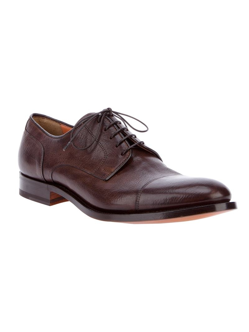 Santoni Classic Derby Shoe in Brown for Men - Lyst
