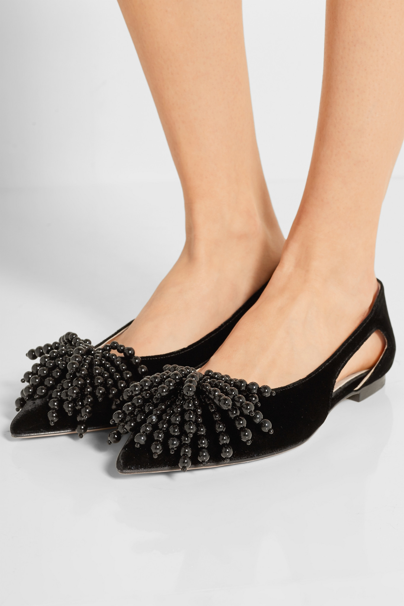 embellished velvet flats