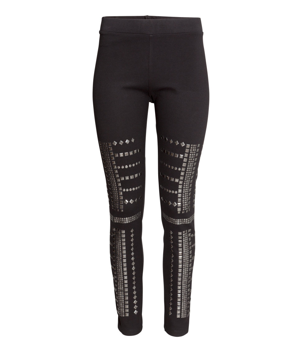 H&M Studded Leggings in Black | Lyst