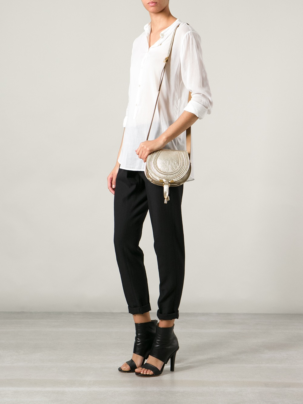 Chlo Small Marcie Crossbody Bag in Gold (metallic) | Lyst  