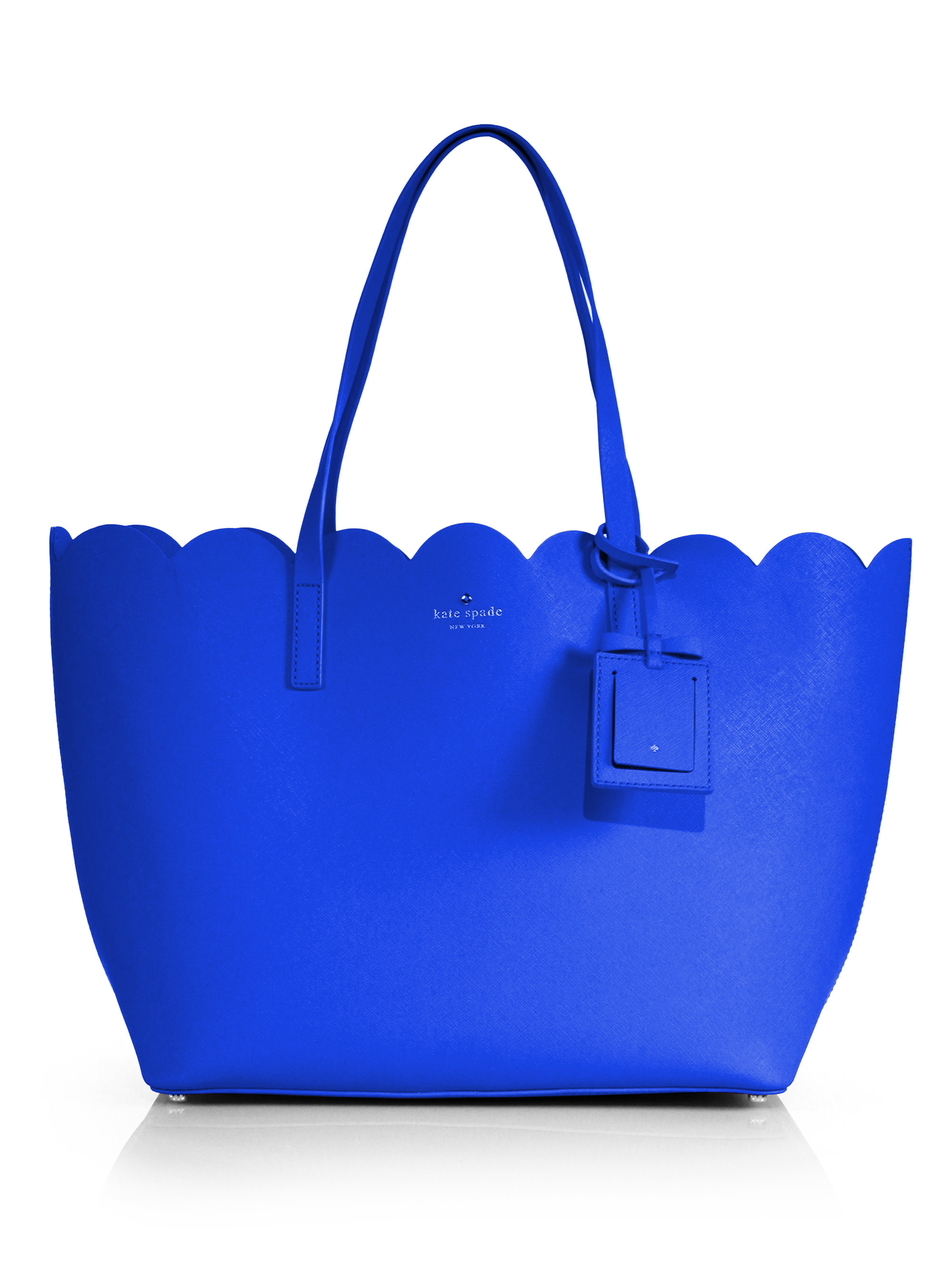 Kate Spade Carrigan Scalloped Saffiano Leather Tote in Blue | Lyst