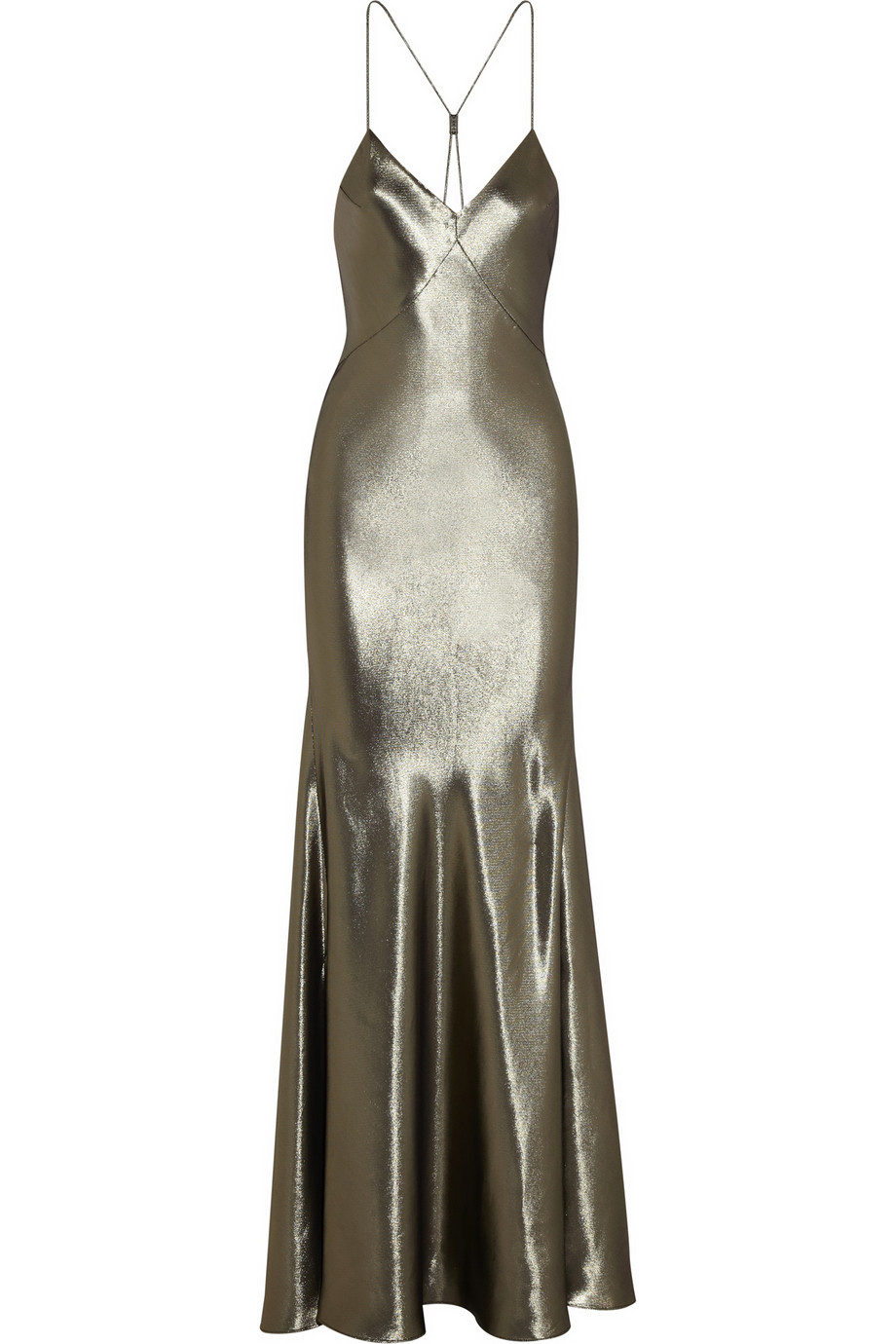 TOPSHOP Fluted Silk-Blend Lamé Maxi Dress in Metallic | Lyst