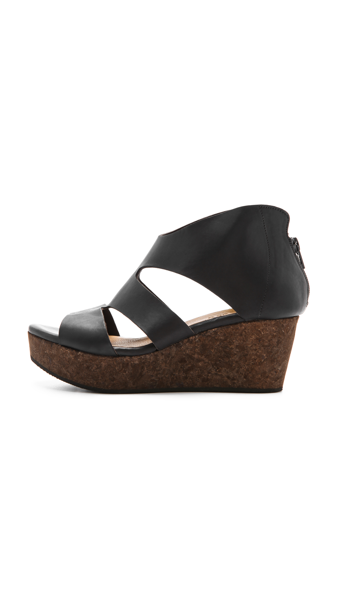 Coclico Megumi  Cork Wedge  Sandals  in Black Lyst