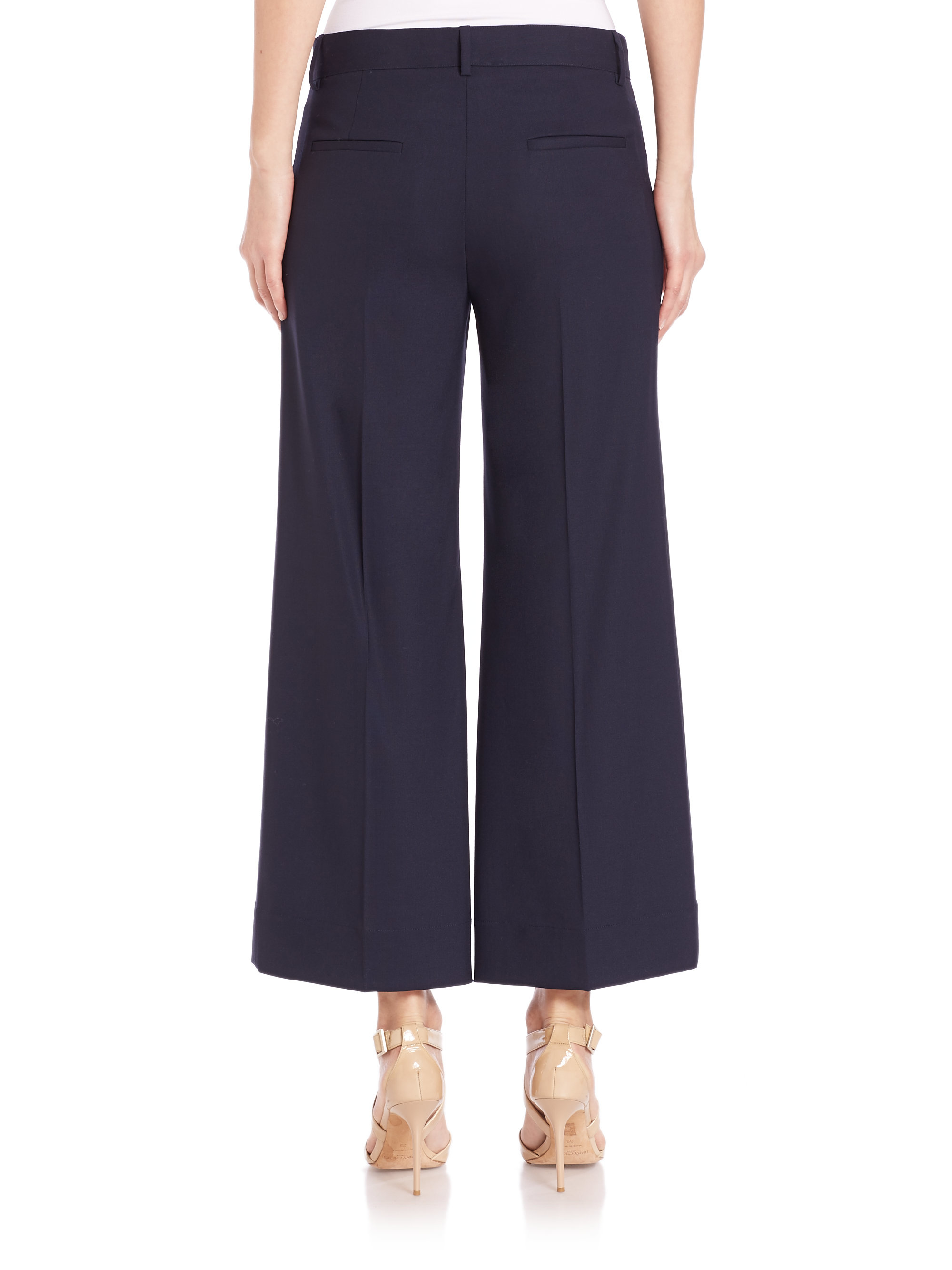 Theory Wool Livdale Contour Wide-leg Cropped Pants in Blue - Lyst