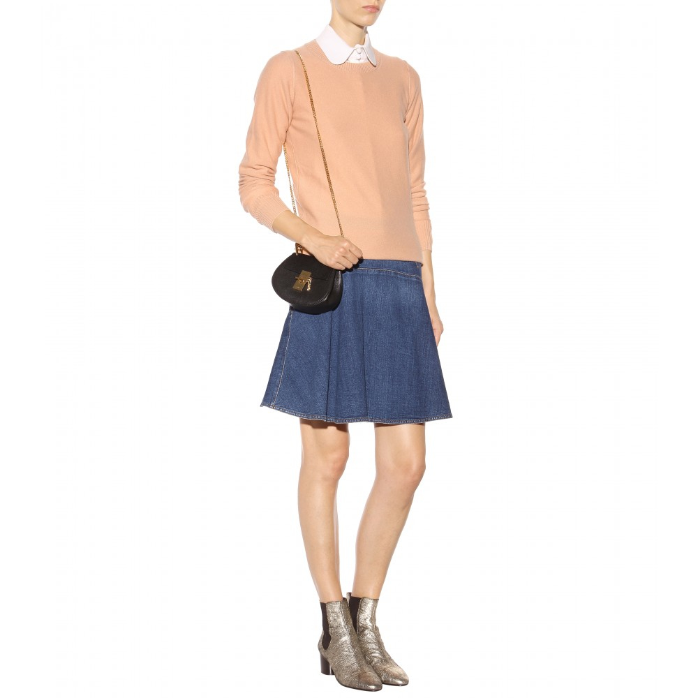 Chlo Nano Drew Leather Shoulder Bag in Gold | Lyst  