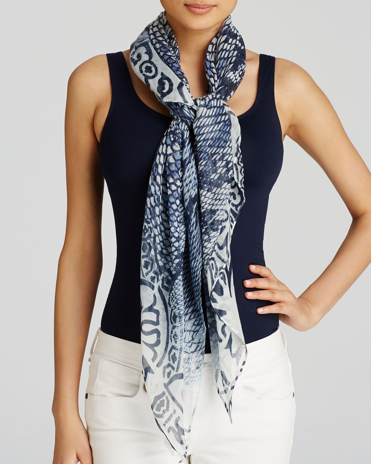 Fraas Snake Print Square Scarf in Blue (Denim) Lyst