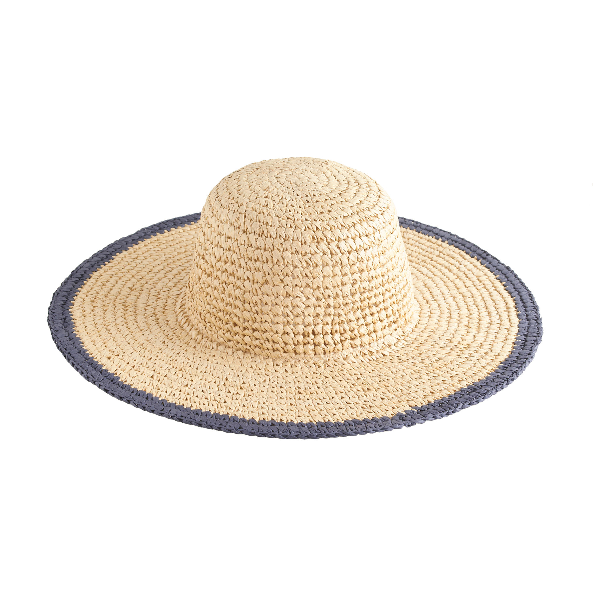 J.Crew Straw Beach Hat With Blue Trim in Natural Lyst