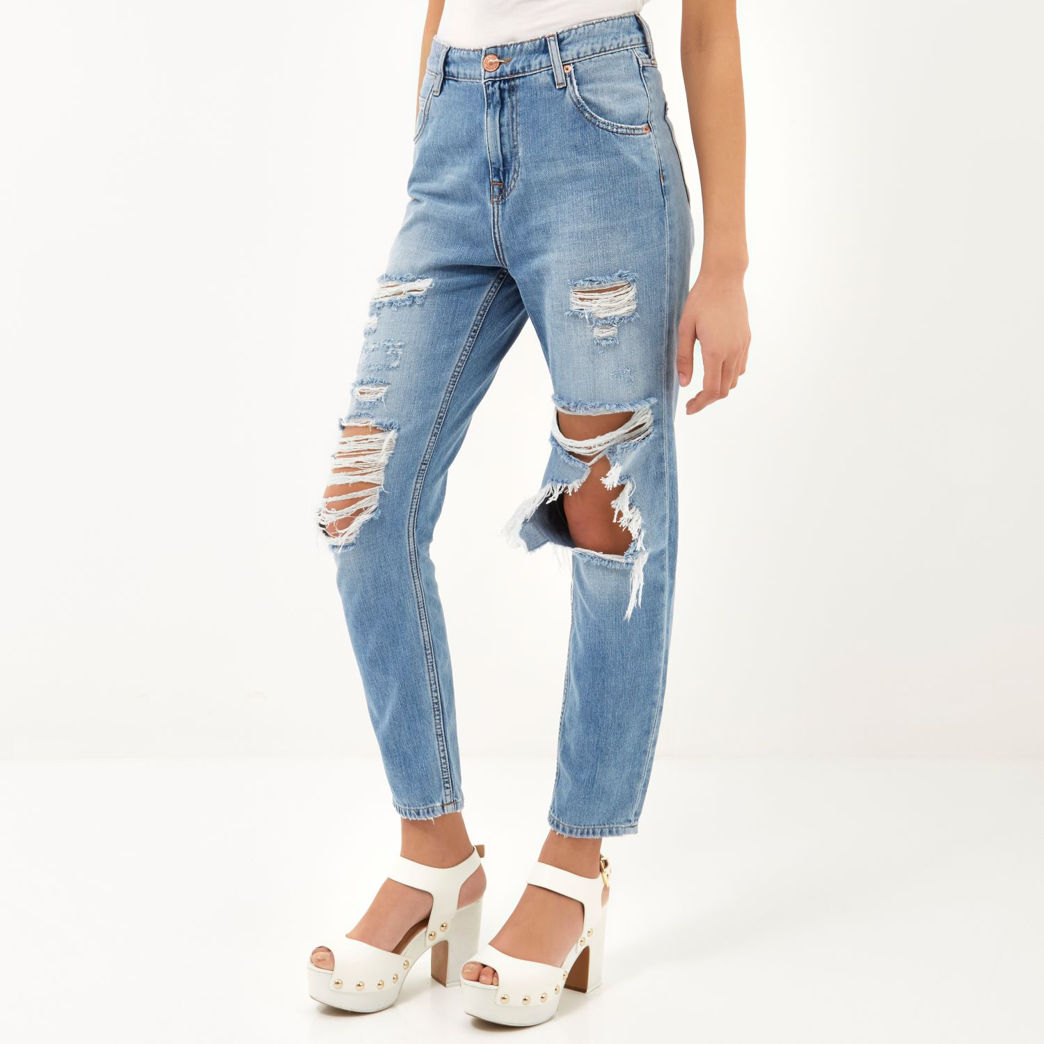 ripped slim mom jeans