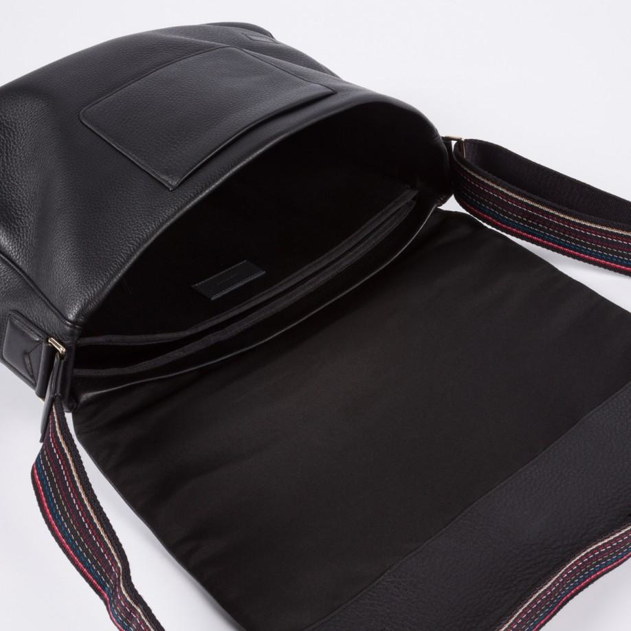 Paul Smith Men's Black Leather 'city Webbing' Messenger Bag for Men