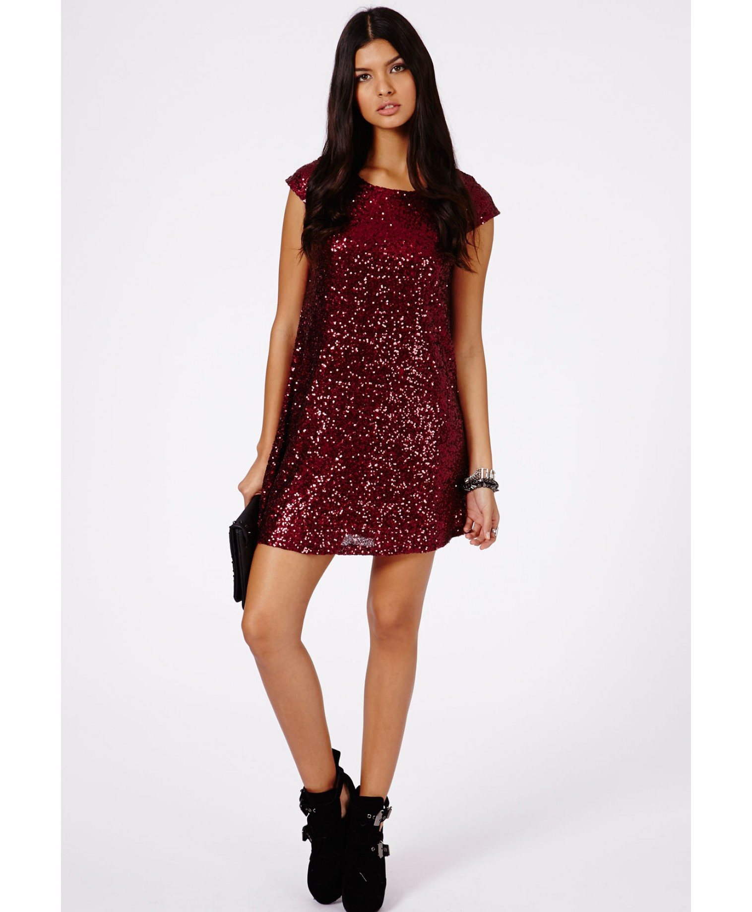 burgundy loose dress