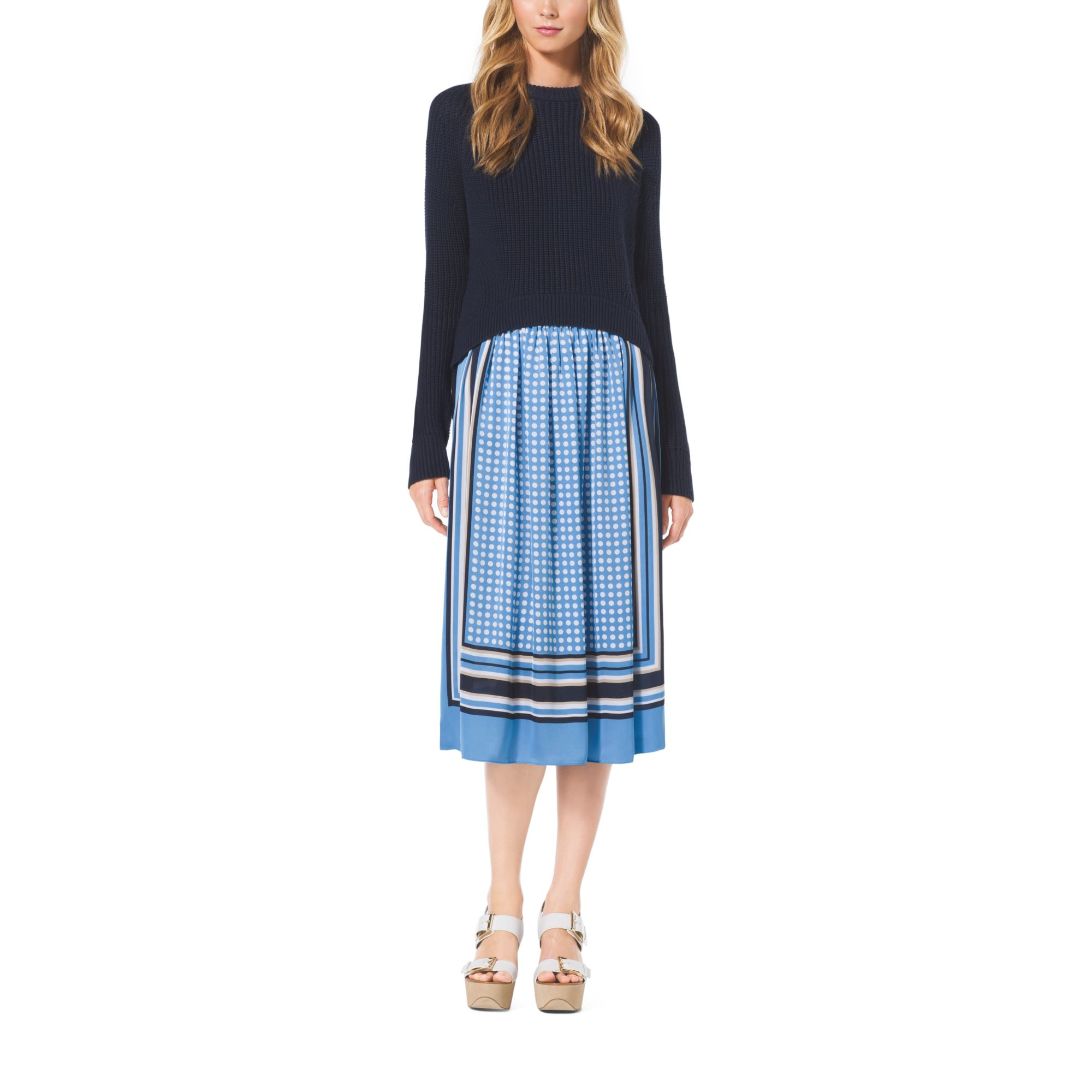 Blue Patterned Midi Skirt | michael kors patterned midi skirt in blue lyst Blue Patterned Midi Skirt | michael kors patterned midi skirt in blue lyst