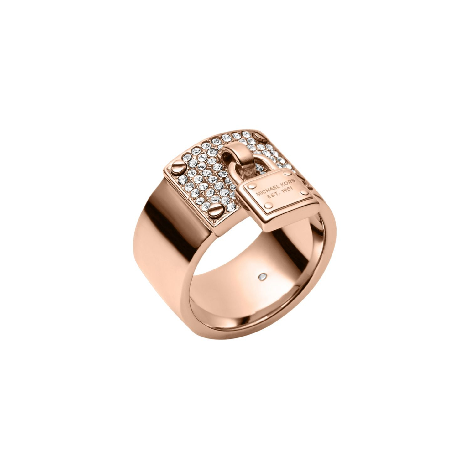 Michael Kors Rose Gold-tone Padlock Charm Ring in Pink -