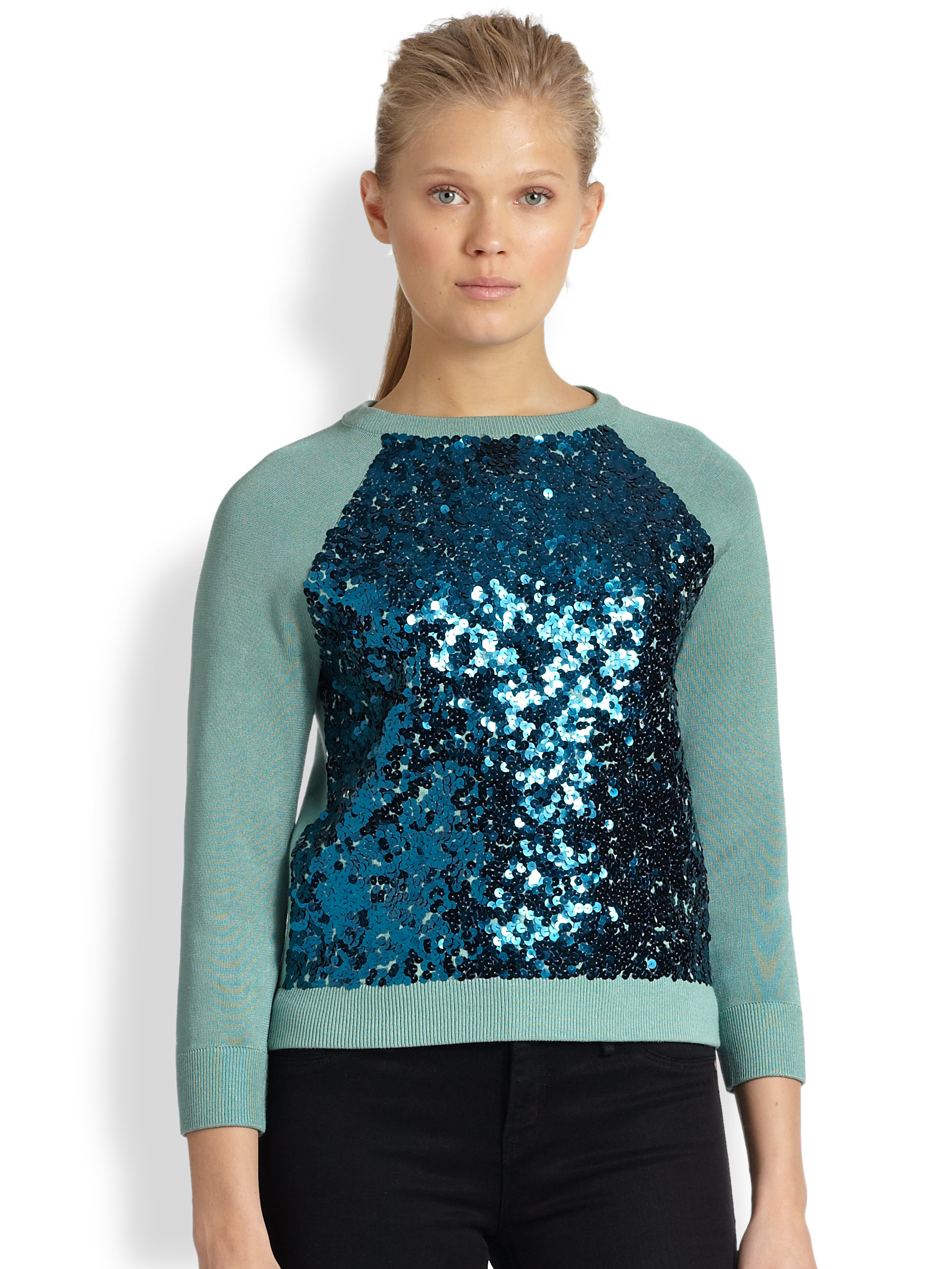 blue sequin sweater