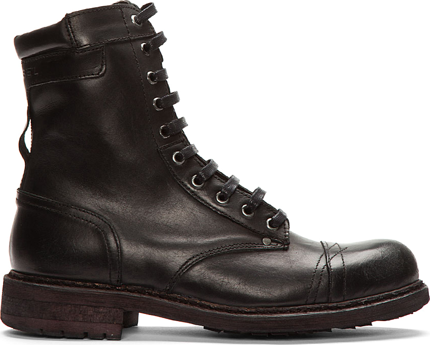 DIESEL Black Leather Basic Cassidy Boot for Men - Lyst