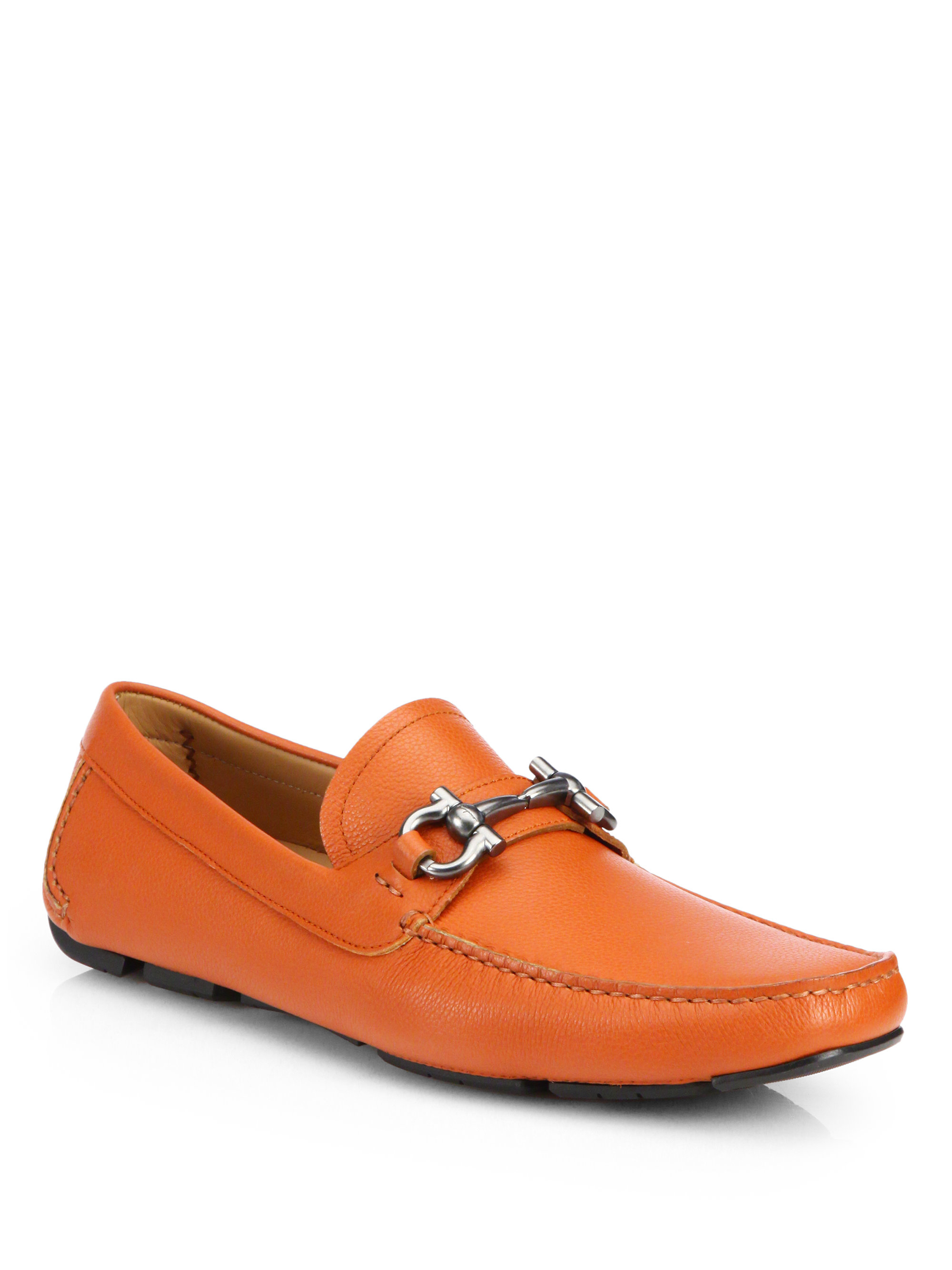 Ferragamo Parigi Leather Drivers in Orange for Men | Lyst