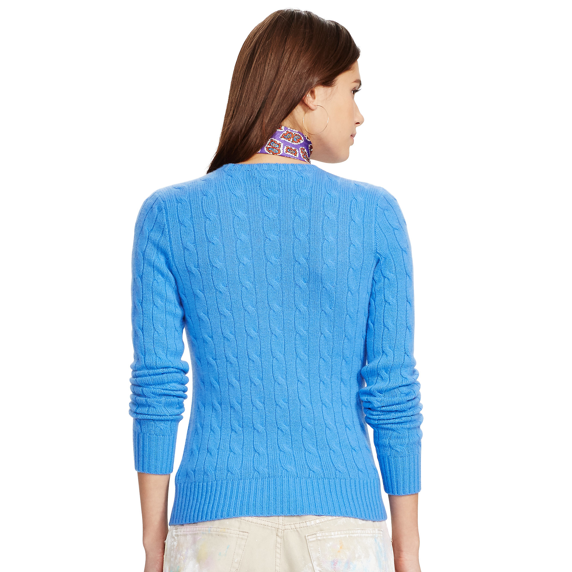 Polo Ralph Lauren Slim Cable Cashmere Sweater in Blue | Lyst