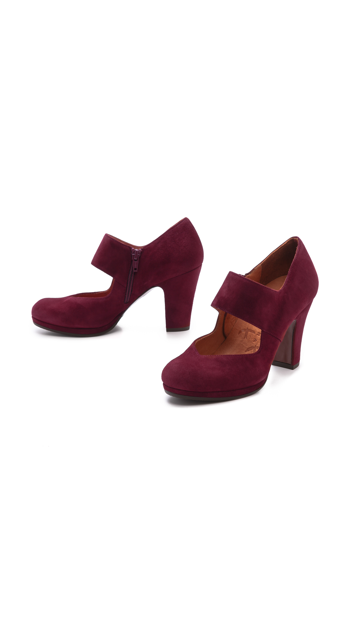 Chie Mihara Cantos Suede Mary Jane Pumps Burgundy in Purple - Lyst