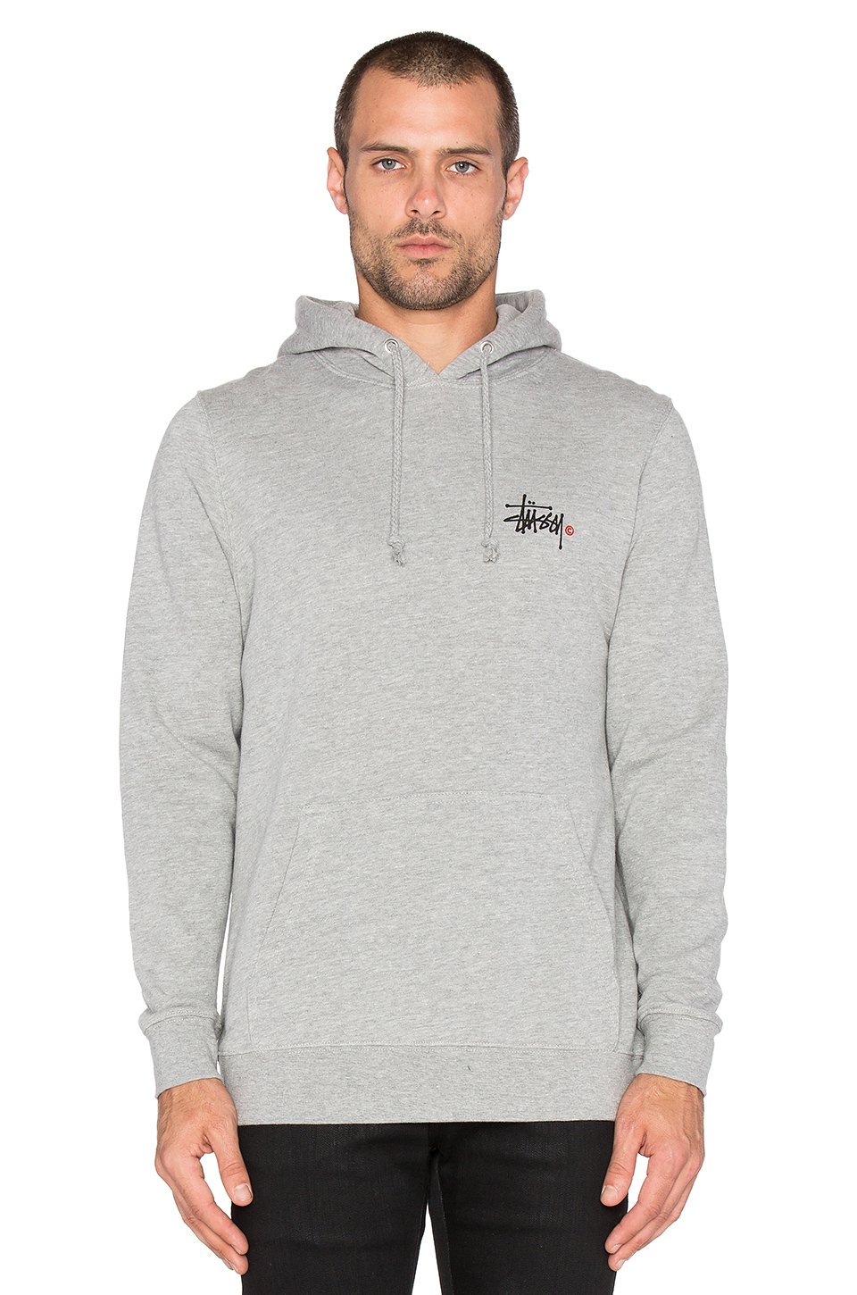 Stussy Basic Logo Hoodie in Grey Heather (Gray) for Men - Lyst