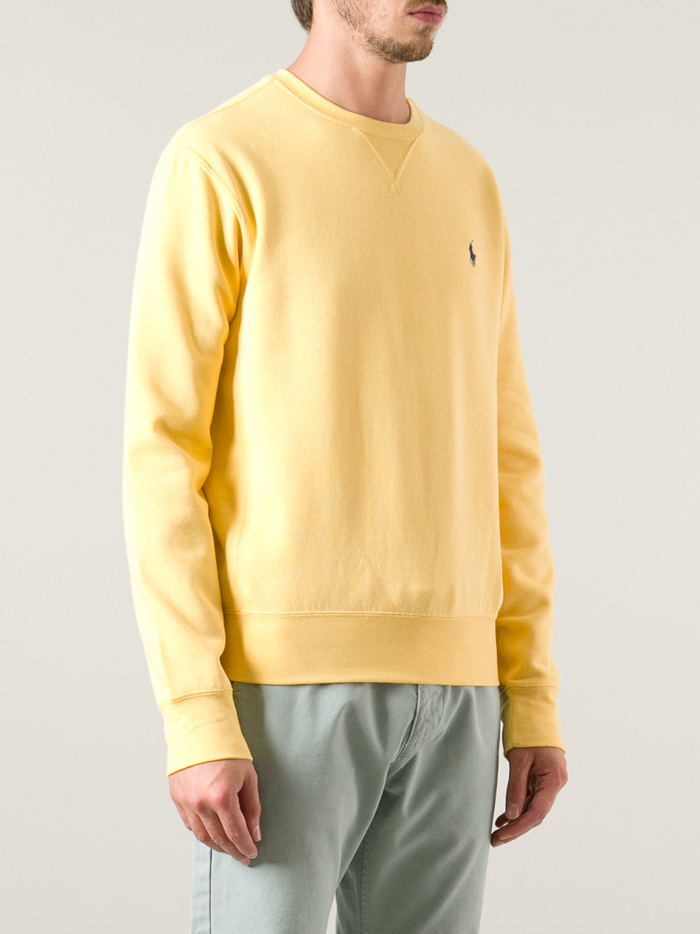 Lyst - Polo Ralph Lauren Crew Neck Sweatshirt in Yellow for Men