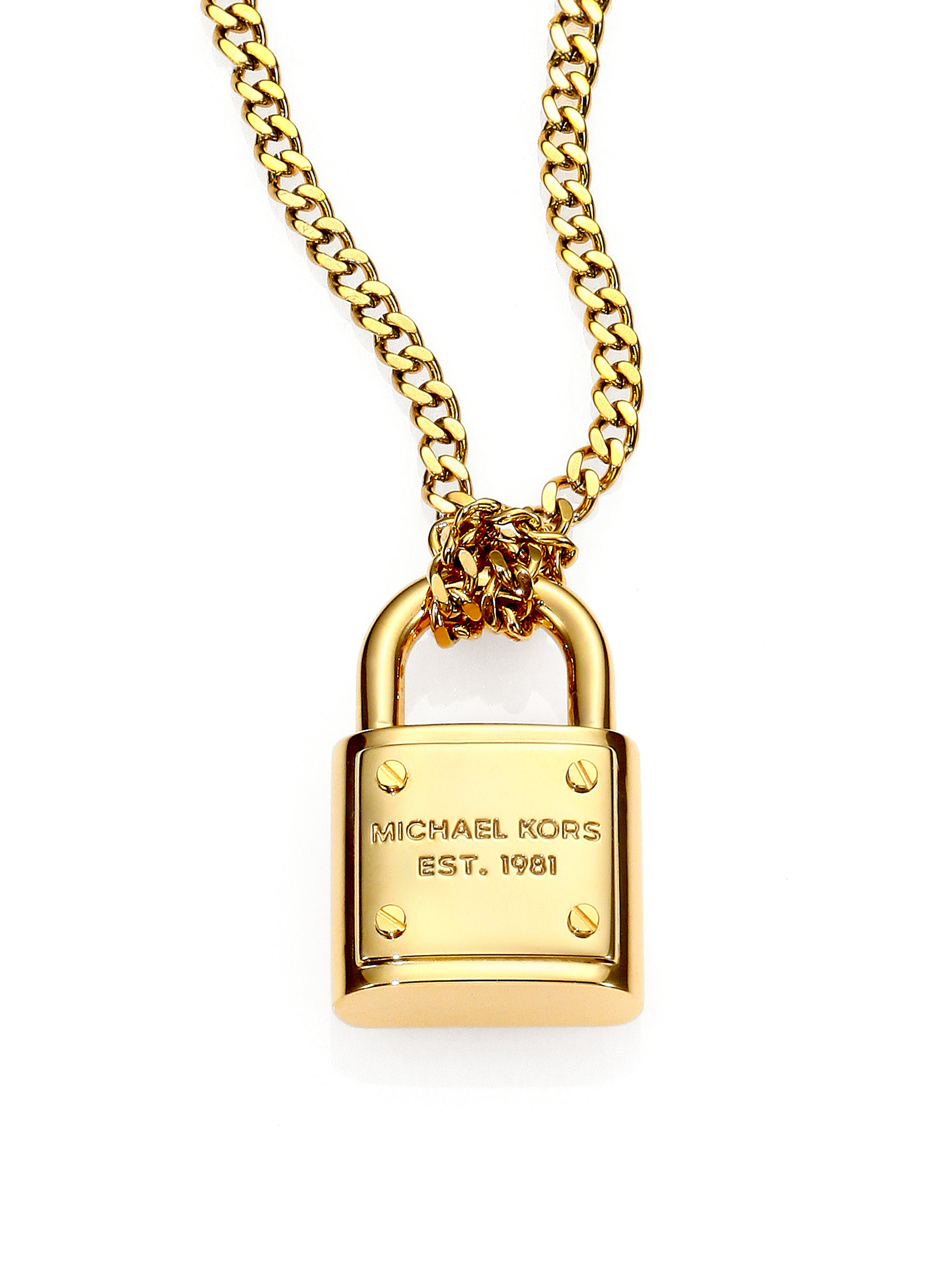 MICHAEL KORS 14K Gold-Plated Sterling Silver Pavé Lock Necklace |  アメリカ発Tokuno.com