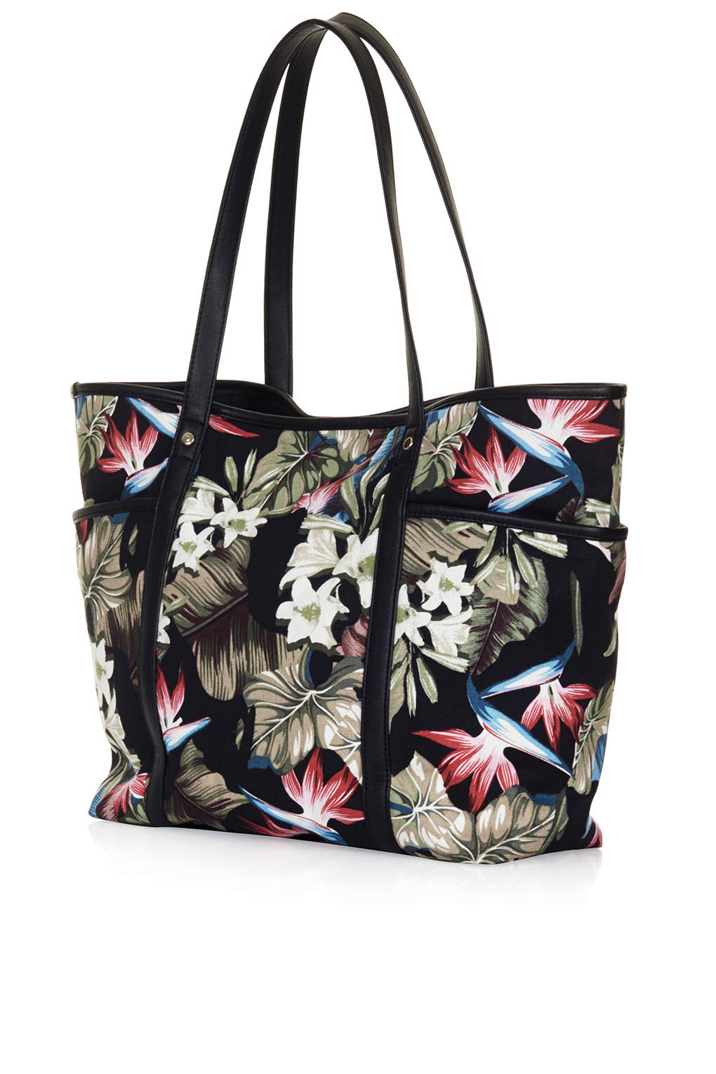 TOPSHOP Floral Printed Tote Bag in Black - Lyst