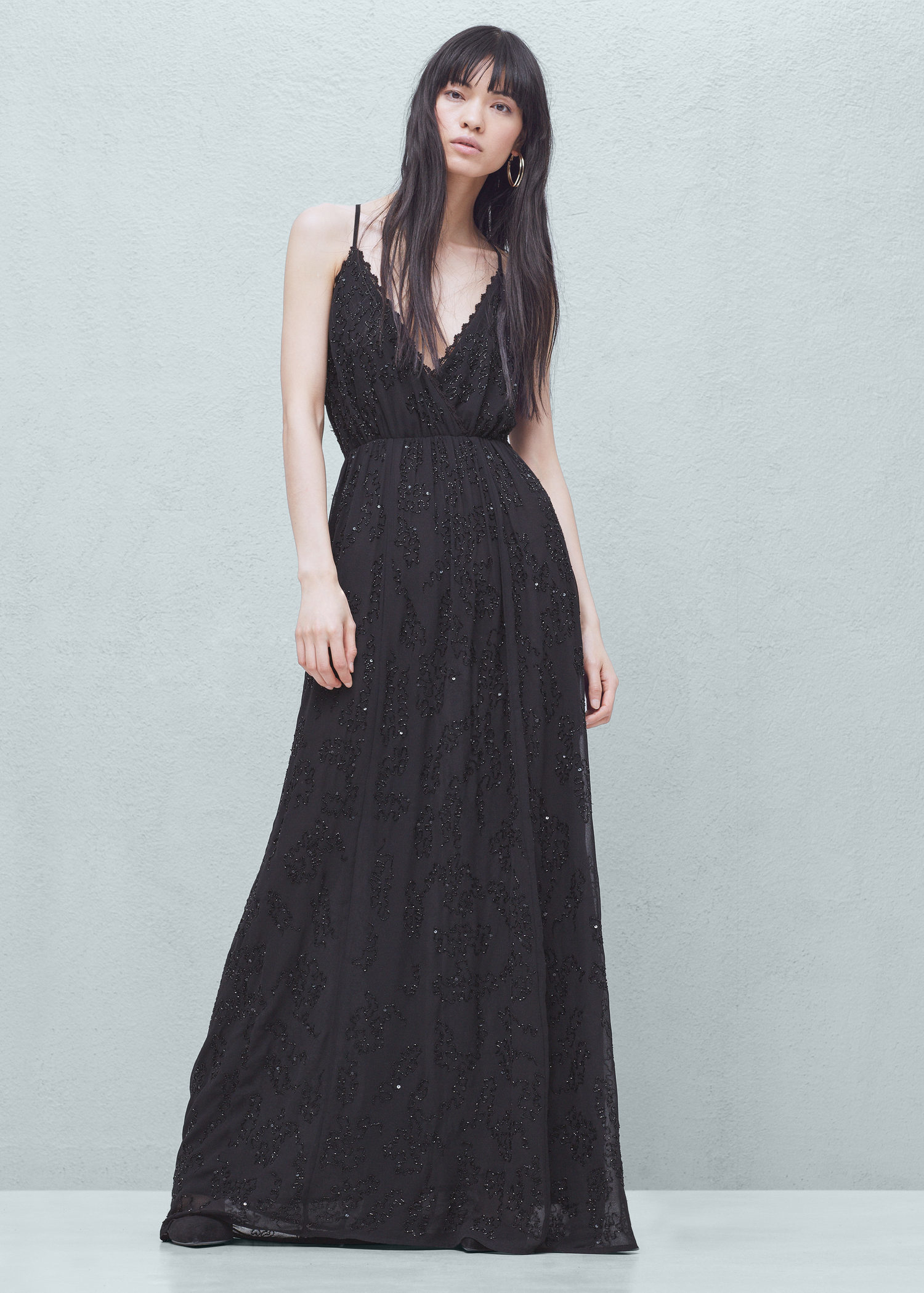 mango long black dress