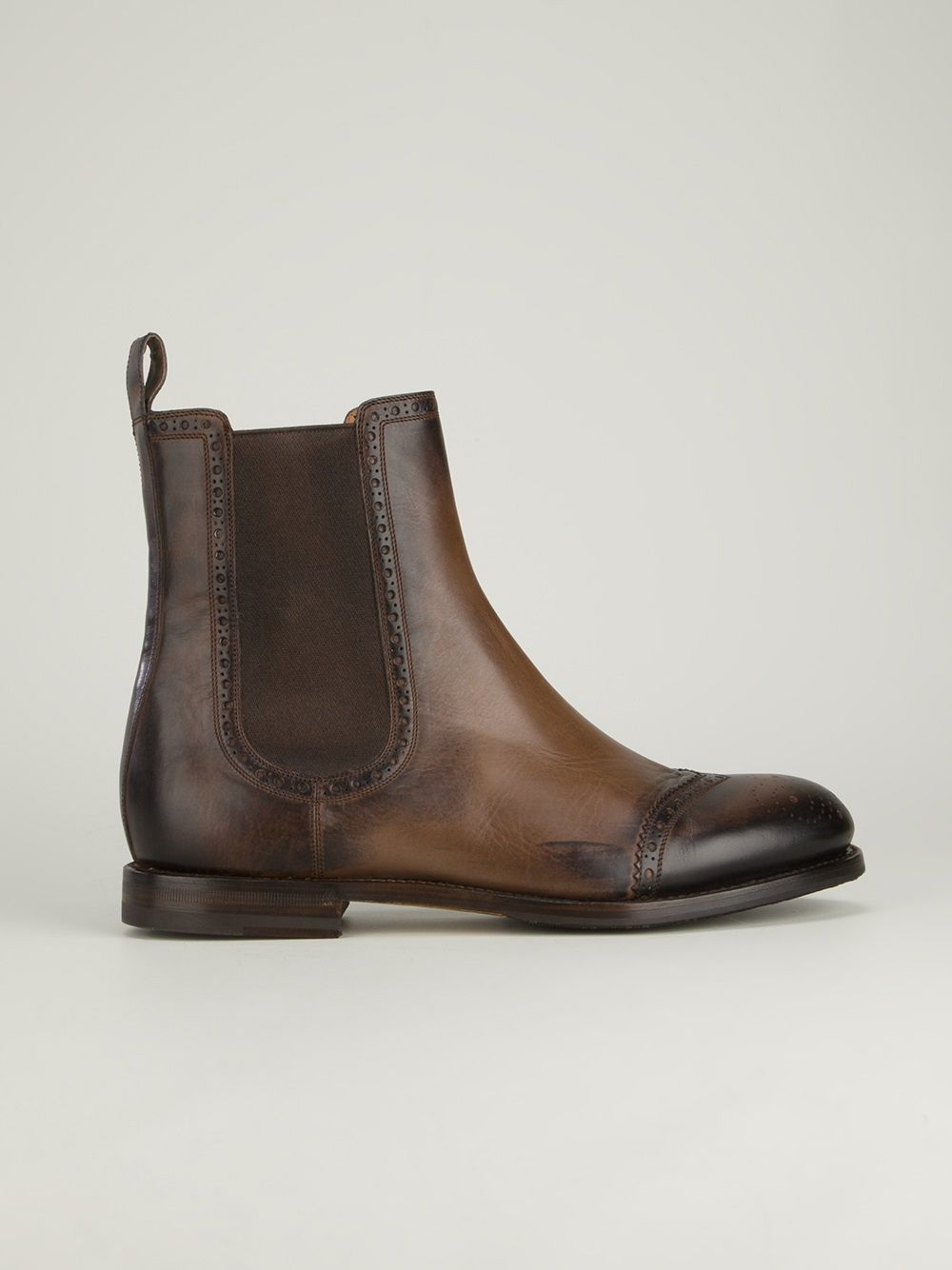 Gucci Brogue Chelsea Boot in Brown for Men | Lyst