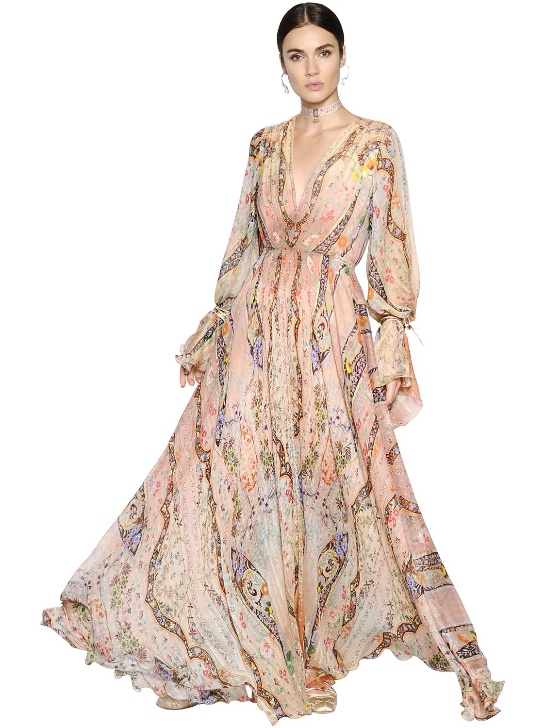 Etro Floral Printed Silk Chiffon Dress | Lyst