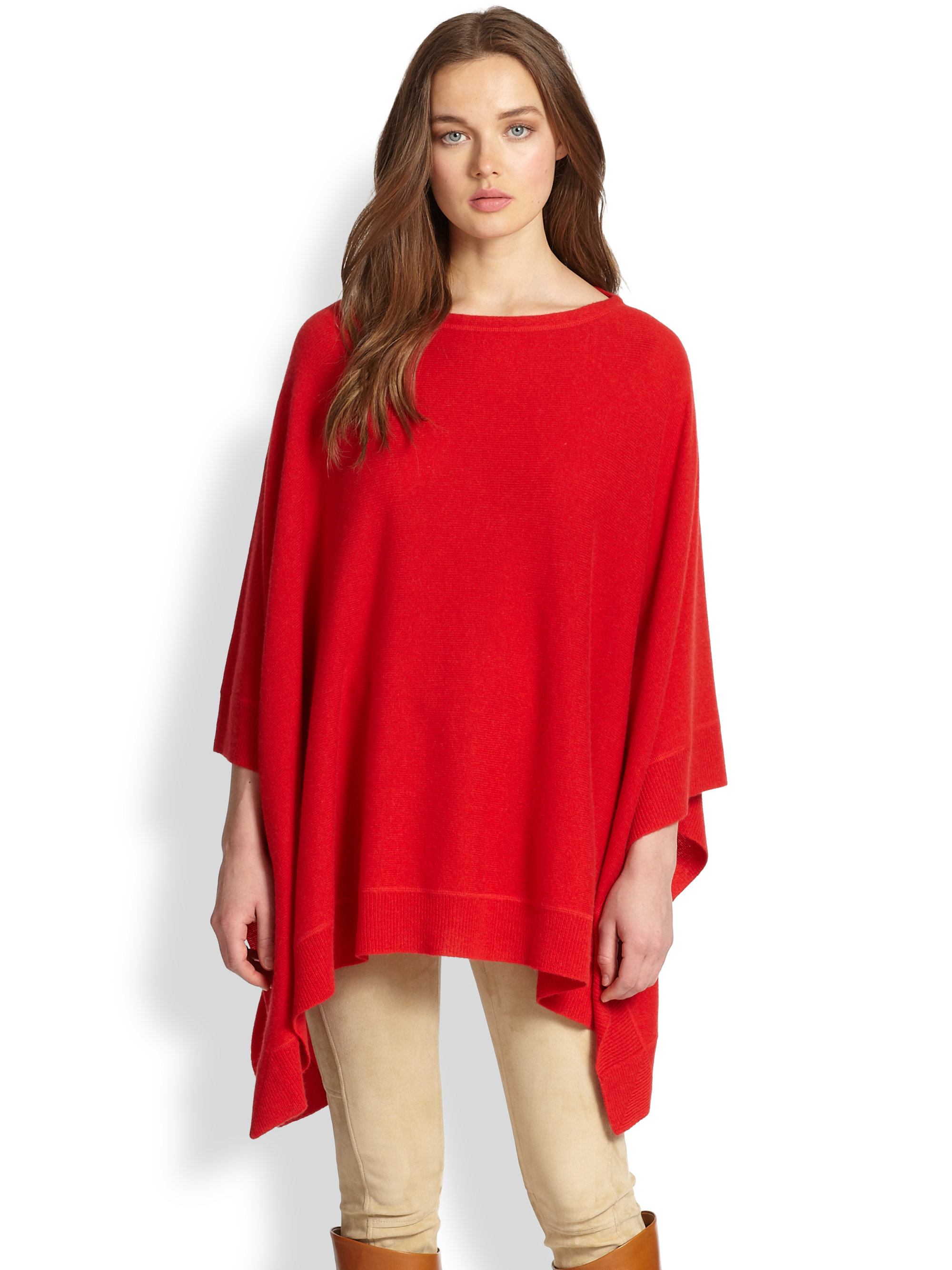 Ralph Lauren Blue Label Cashmere Poncho in Red | Lyst
