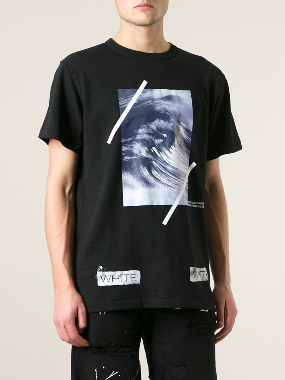 Off White c o Virgil Abloh Wave Print T Shirt in Black for Men Lyst