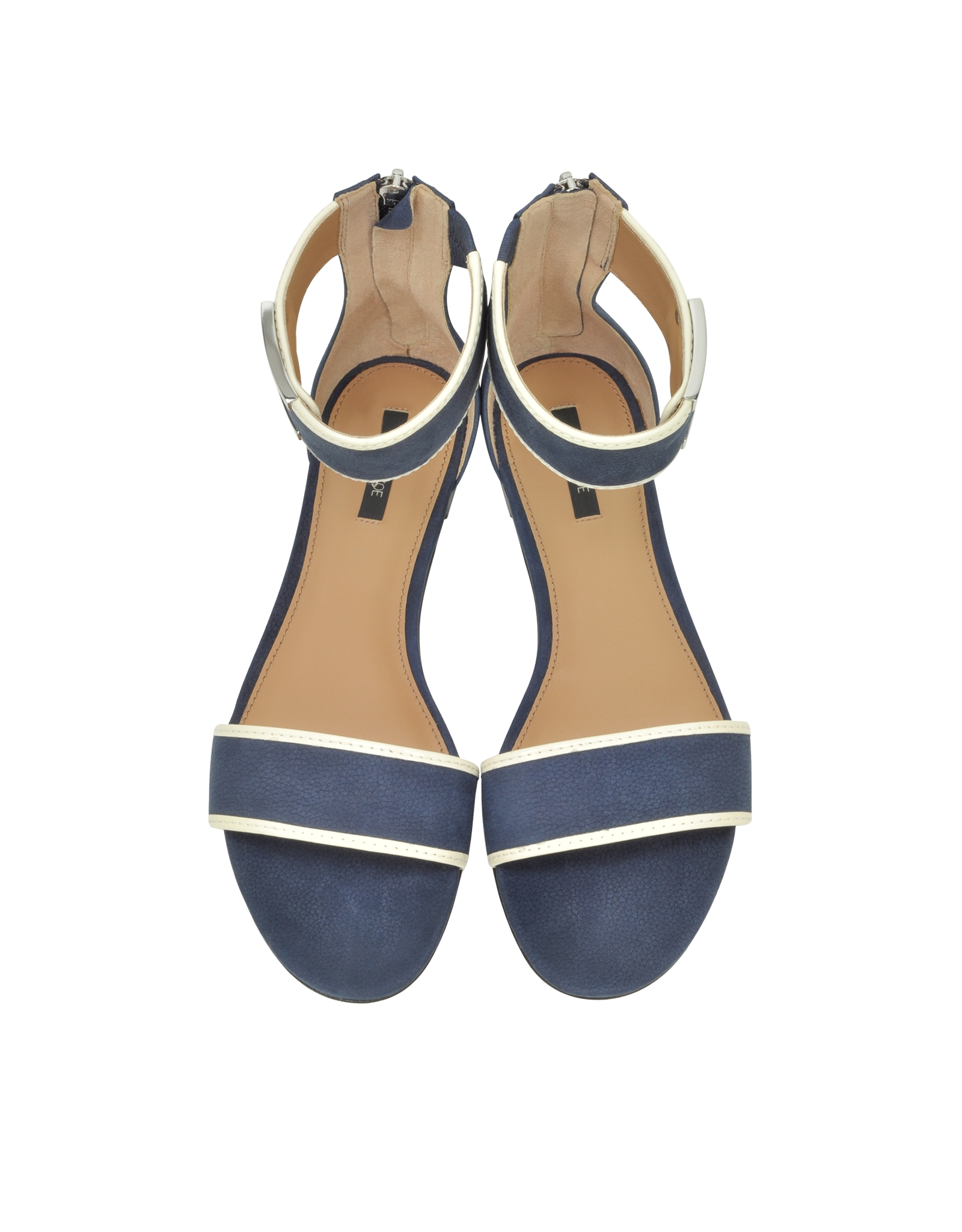 navy and white sandals