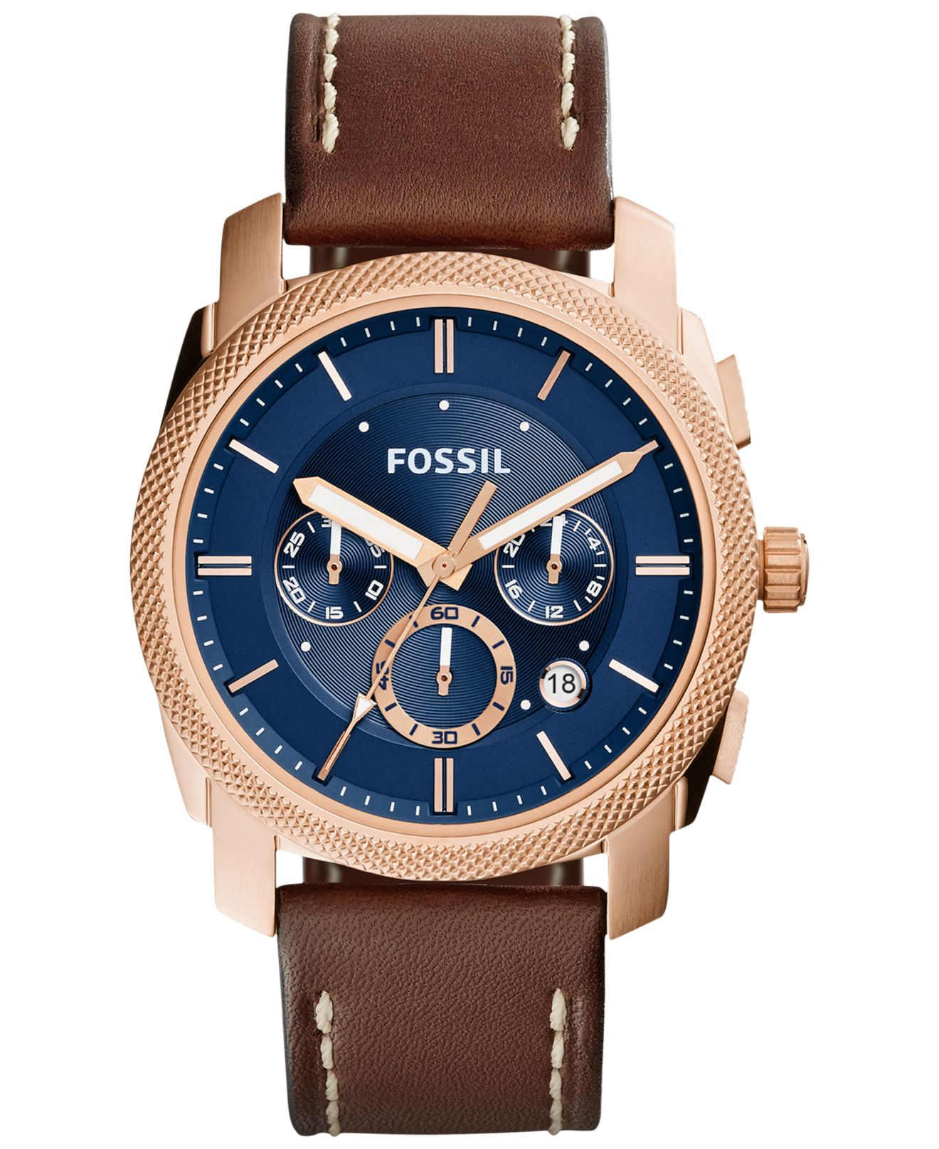 Lyst - Fossil Men's Chronograph Machine Brown Leather Strap Watch 42mm