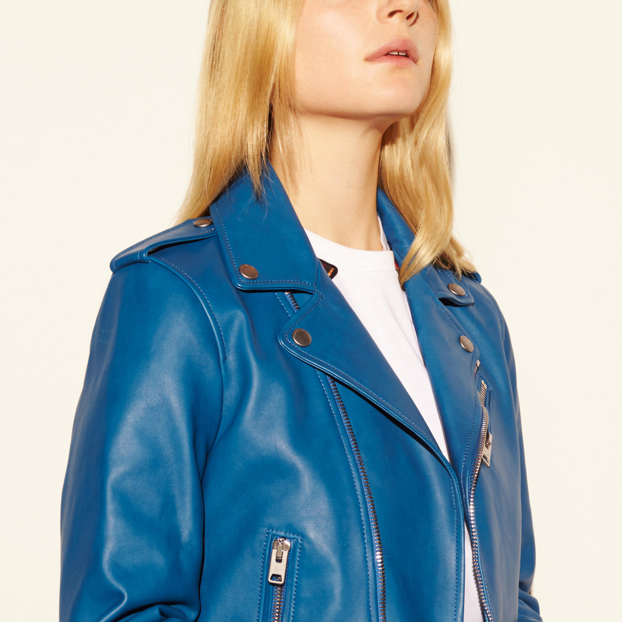 COACH Icon Leather Moto Jacket in Blue Lyst