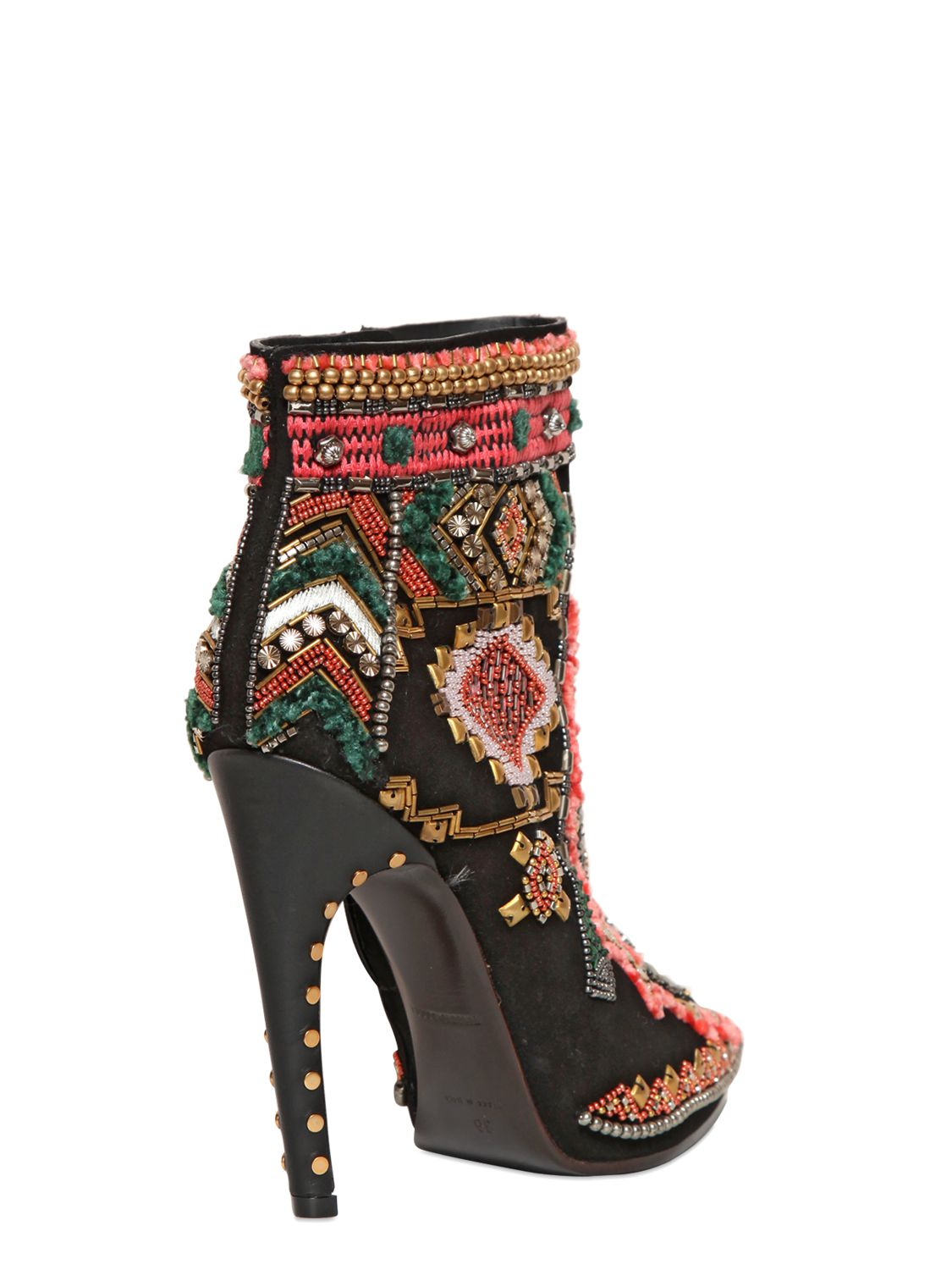 Emilio Pucci 115mm Suede Embroidered Ankle Boots - Lyst