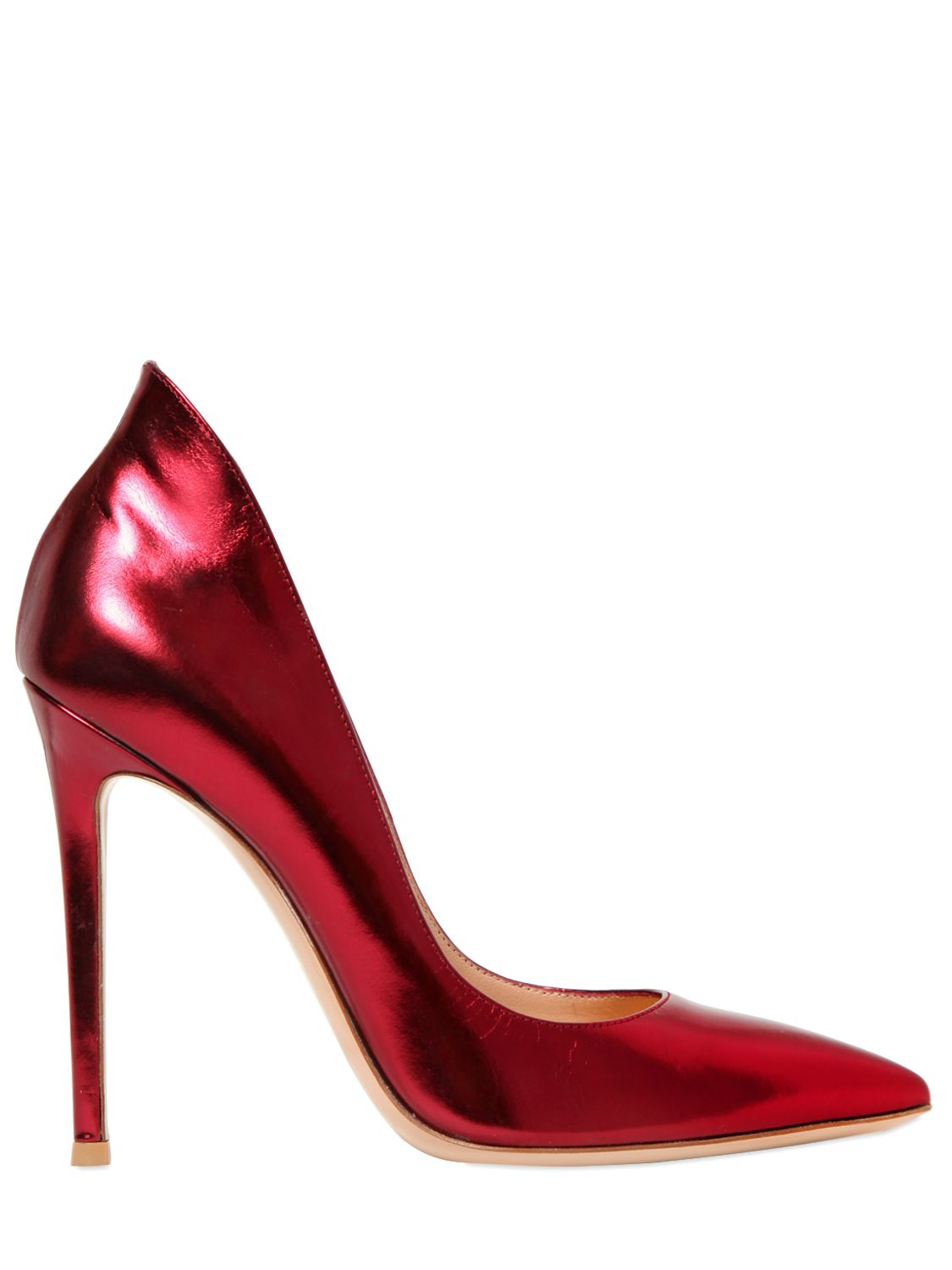 Gianvito Rossi 100mm Metallic Leather Pumps in Red Lyst