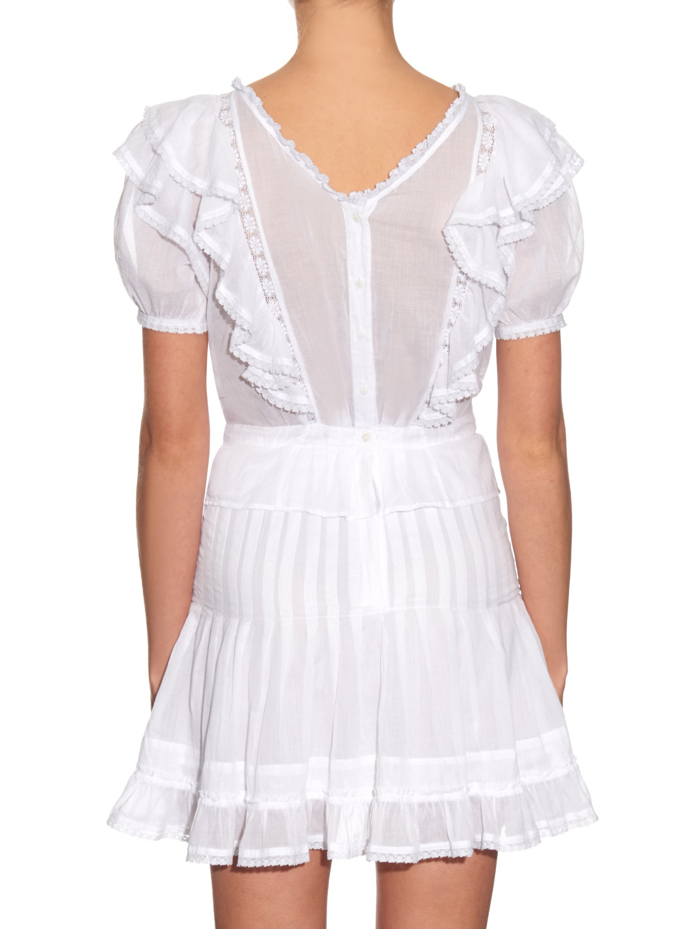 Étoile Isabel Marant Cotton Naoko Bib-front Ruffled Dress in White | Lyst