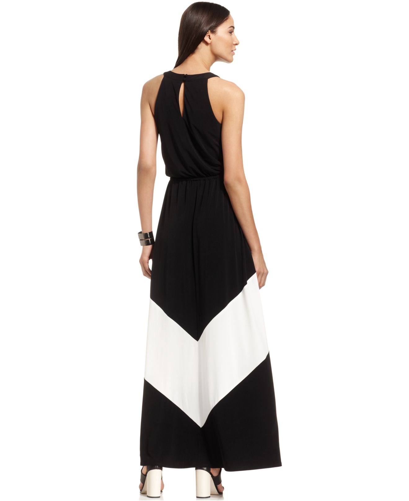 Vince Camuto Colorblock Halter Maxi Dress in Black