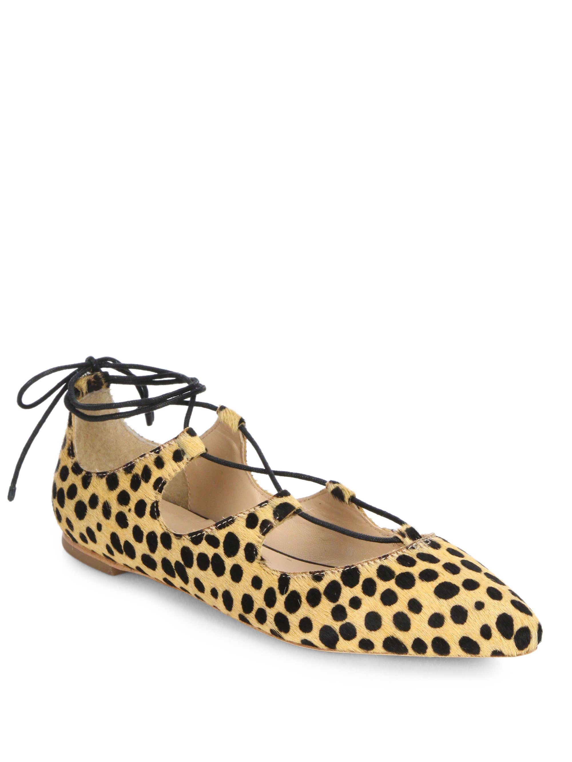 Loeffler randall Ambra Lace-up Cheetah-print Calf Hair Flats in Animal ...