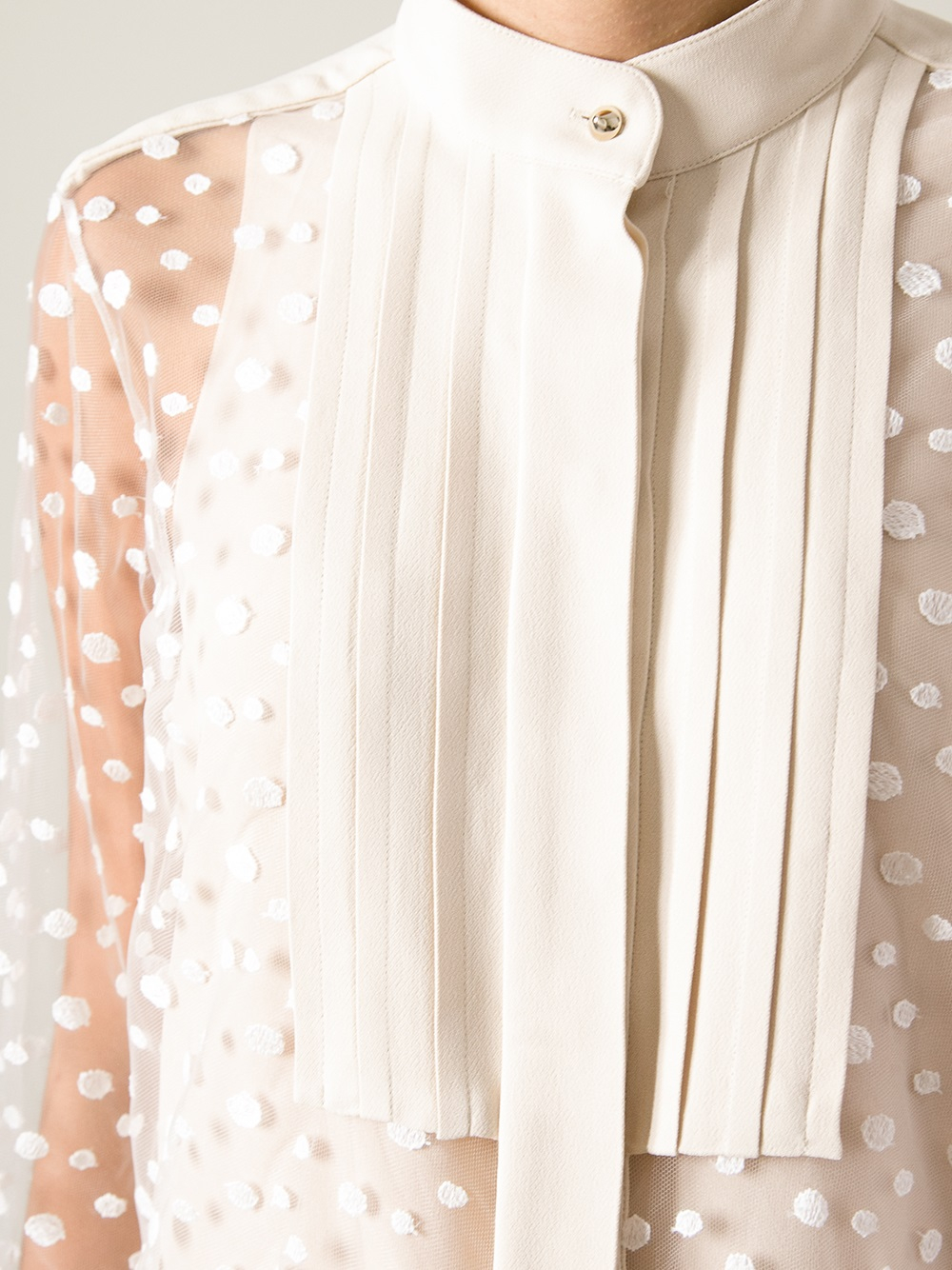 Chloé Sheer Polka Dot Blouse in White 