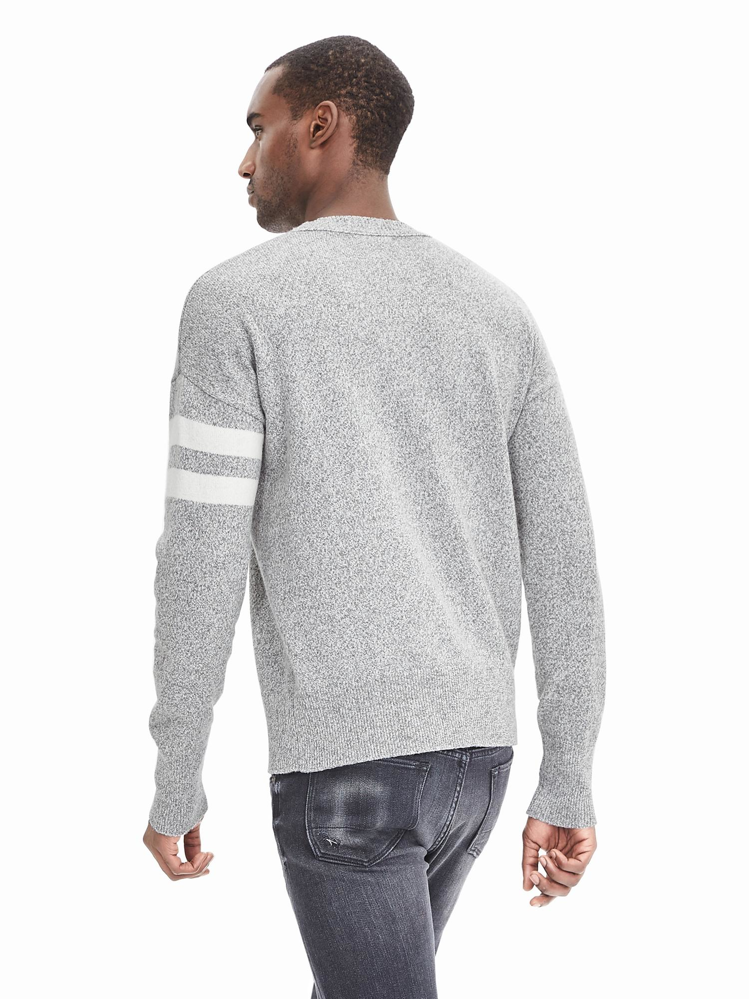 Banana republic Stripe-sleeve Sweater Pullover in Gray for Men ...