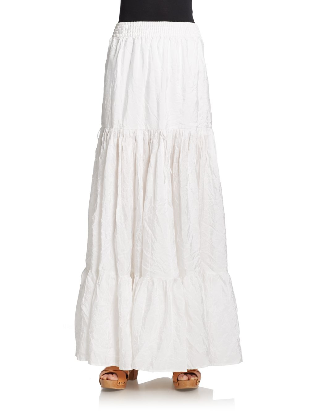 white silk maxi skirt