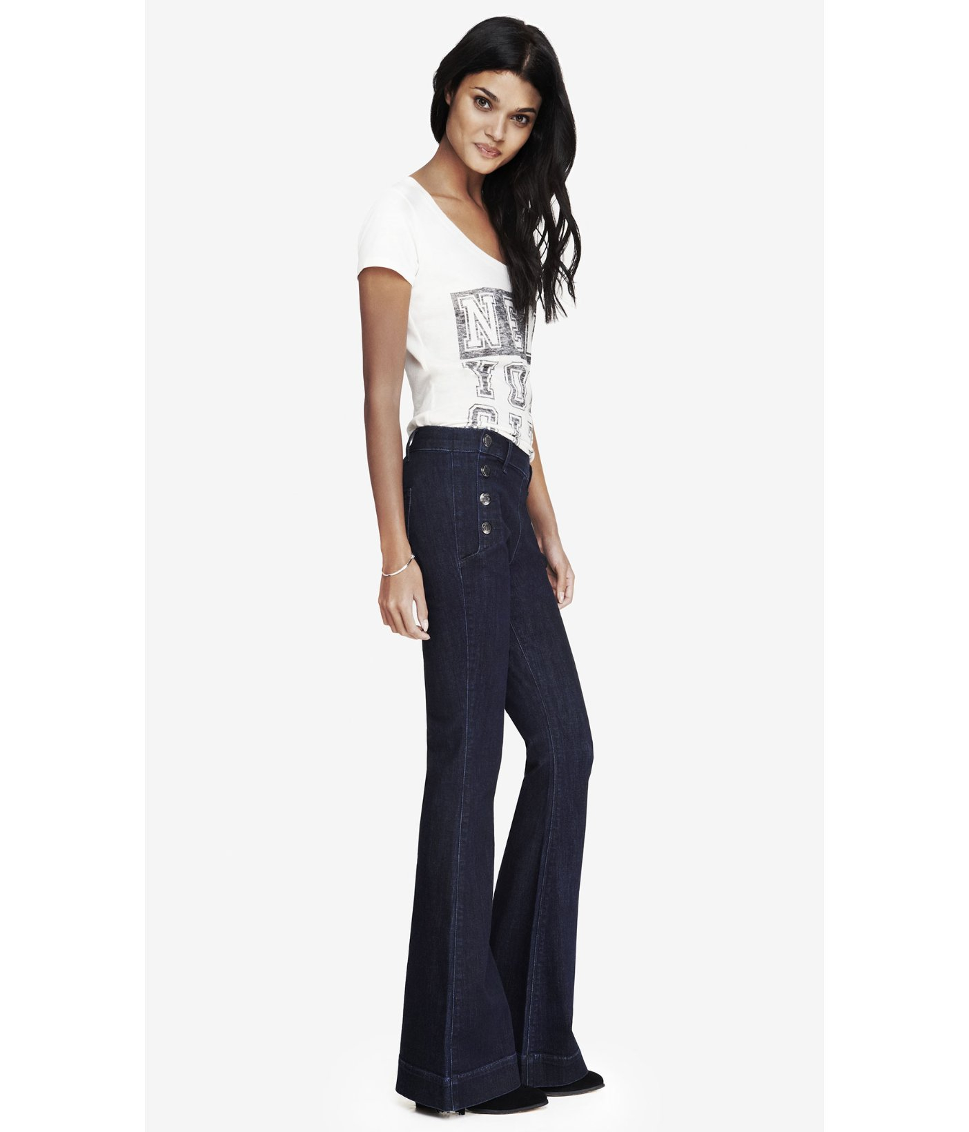 express bell flare mid rise jeans