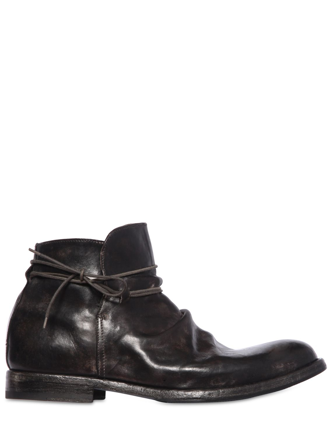 Shoto Wrinkled Leather Ankle Boots in Black for Men - Lyst