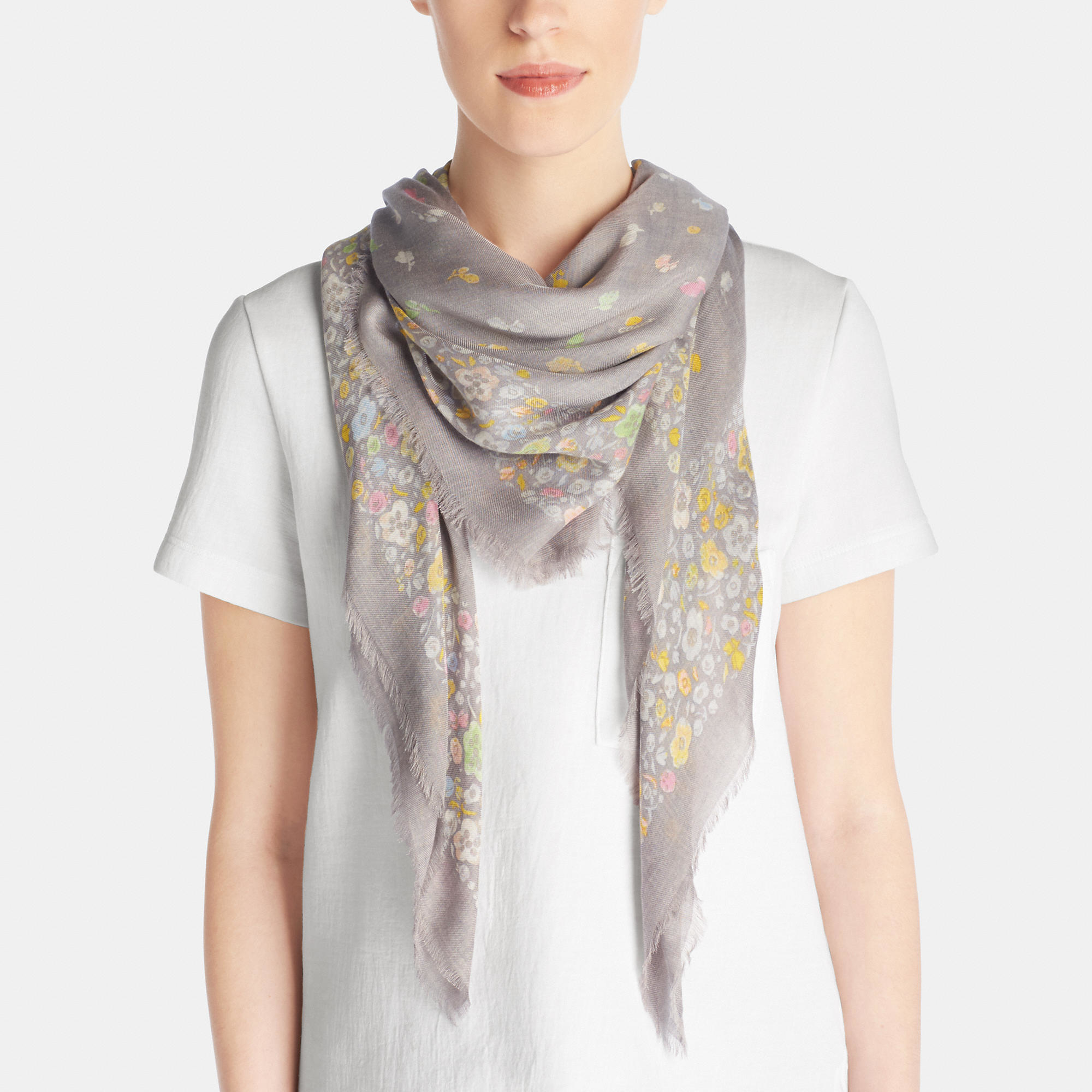 Lyst - Coach Floral Woven Oversized Square Scarf