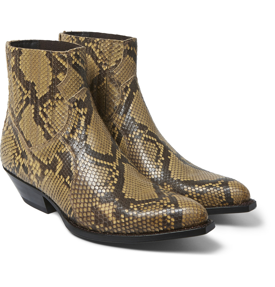 Saint Laurent Python Cowboy Boots in Brown for Men Lyst